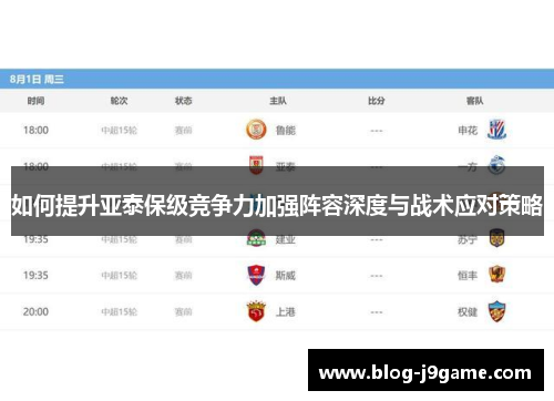 如何提升亚泰保级竞争力加强阵容深度与战术应对策略